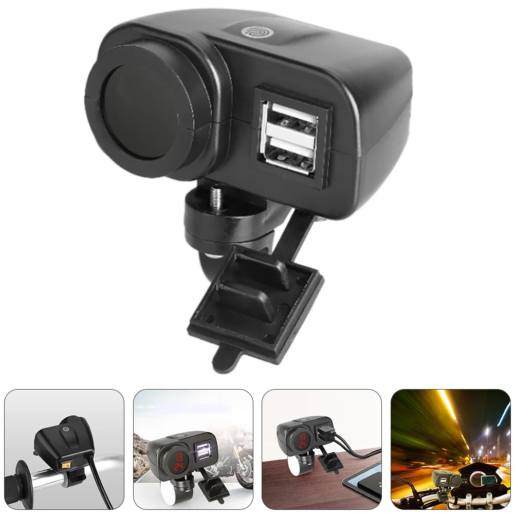 

Motorcycle Phone USB Power Adapter Waterproof Portable Easy Install Long Lasting ABS Material Ideal Gift