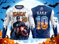 Halloween Superhero KAKA No.10 3D Printed Soccer Long Sleeve T-Shirt - For Men & Women, Comfortable,Fit for Casual & Sports Wear