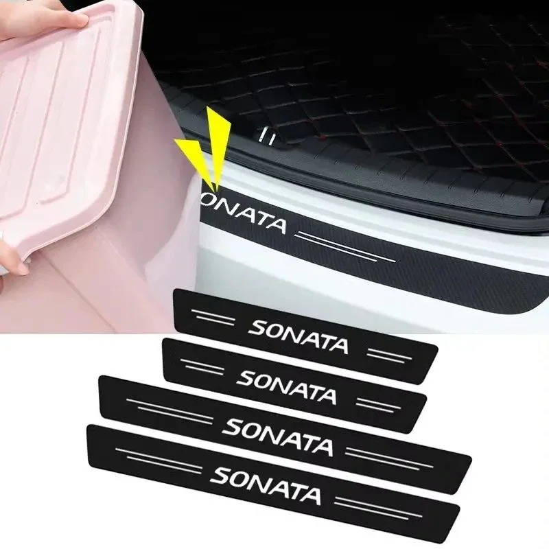 for Hyundai SONATA Logo Car Interior Door Threshold Tape Anti Scratch Stickers Auto Front Trunk Tail Sill Protective Film Decals