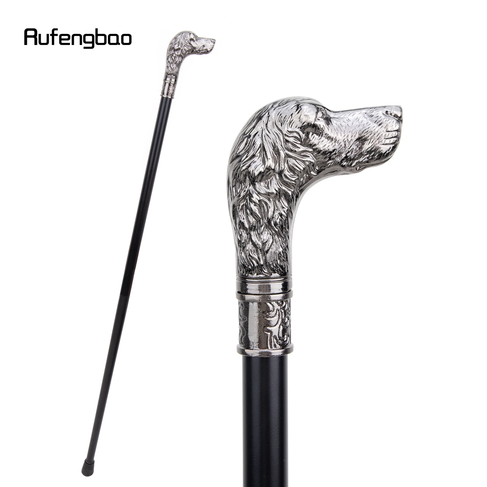 

Sliver Loyal Dog Head Single Joint Fashion Walking Stick Decorative Vampire Cospaly Party Walking Cane Halloween Crosier 93cm