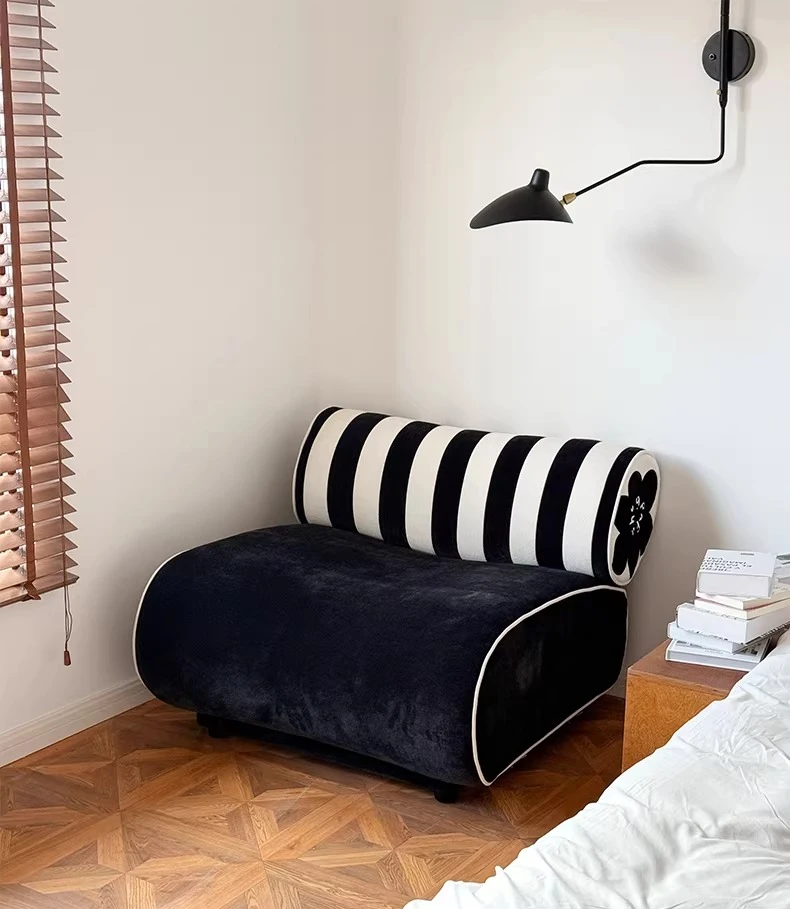 Fabric sofa living room three-person straight row sofa tofu block sofa
