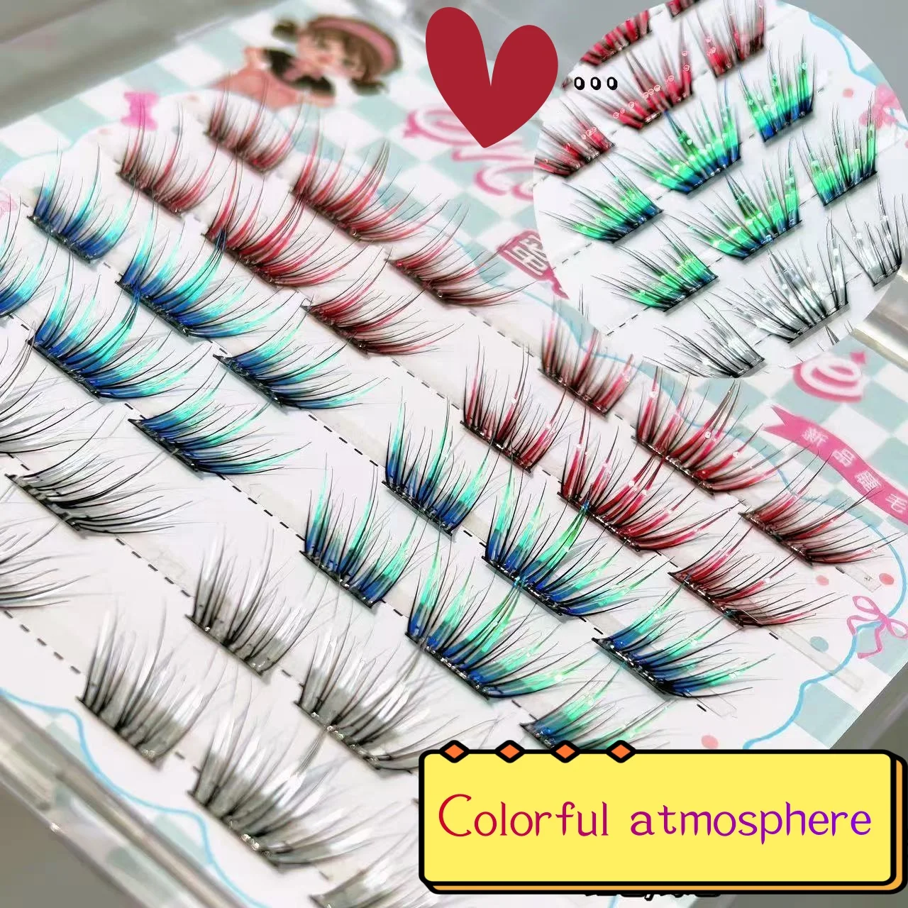 WINKLURE Glue-Free Colorful Christmas Segmented Fake Cluster Lashes Natural Eyelash extension Self Adhesive Cluster Lash