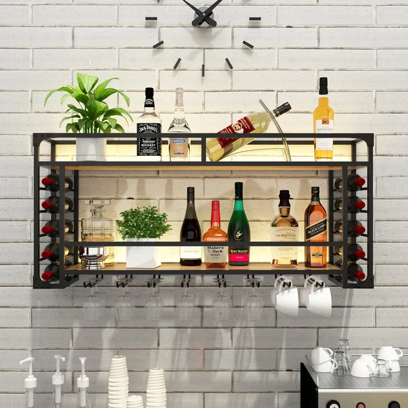 Modern Wine Rack Wall Display Black Vertical Beer Storage Home Bar Cabinet Restaurant Commercial Bar Schrank Bar Decoration