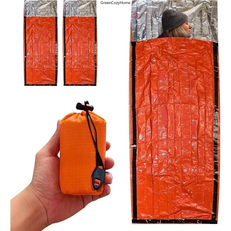 6-in-1 Sleeping Bag Set with 2 Bags, 2 Pouches, 2 Whistles, Warm Insulated, Converts into a Tent, Portable for Camping & Napping