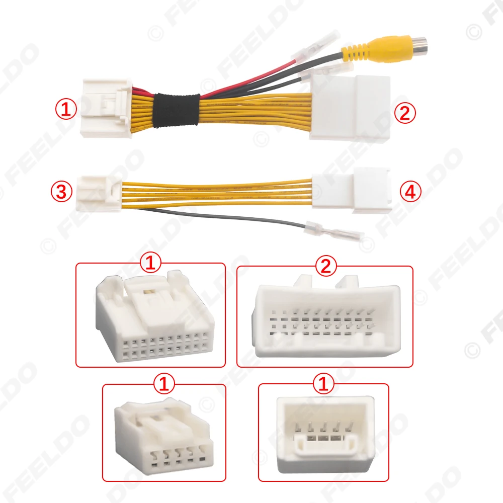 Car Reverse Camera Input Cable Adapter For Toyota 20-Pin GEN5/GEN6 Head Unit Infotainment (TNS510/B9013/B9012)