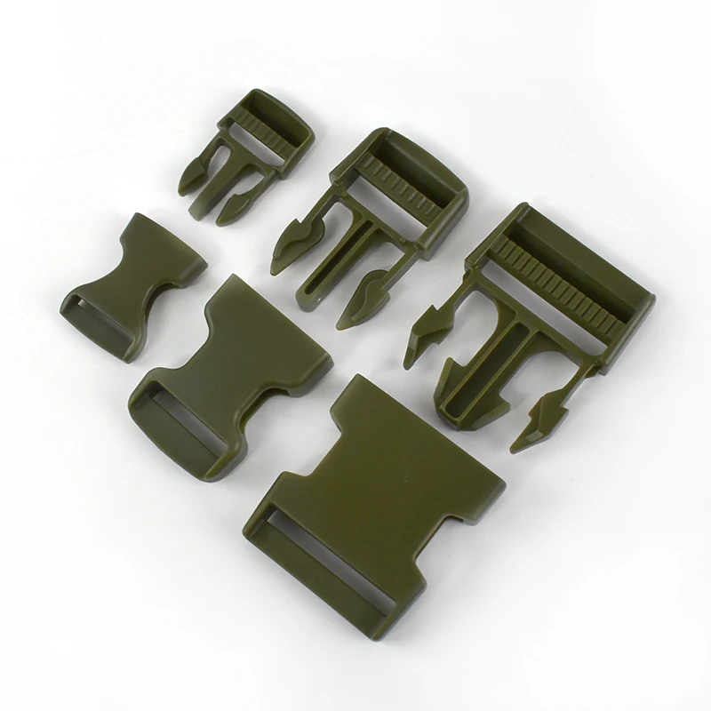 5/10pcs 20/25/37/50mm Plastic Release Buckle Bag Strap Side Cilp Hook ArmyGreen Webbing Adjustment Buckles Pet Collar Clasp