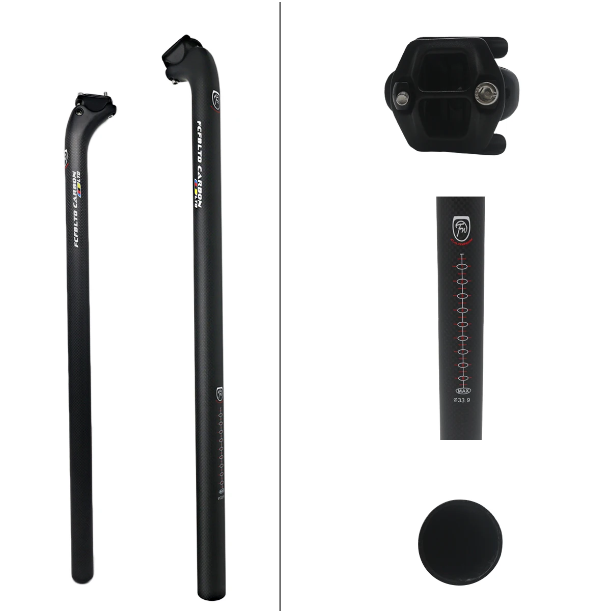 FCFB Carbonfaser-Sattelstütze 600/650 mm extra lang, Fahrrad-Sattelstütze mit Rückwärts- und Vorwärtsversatz für Rennräder – Detail 4
