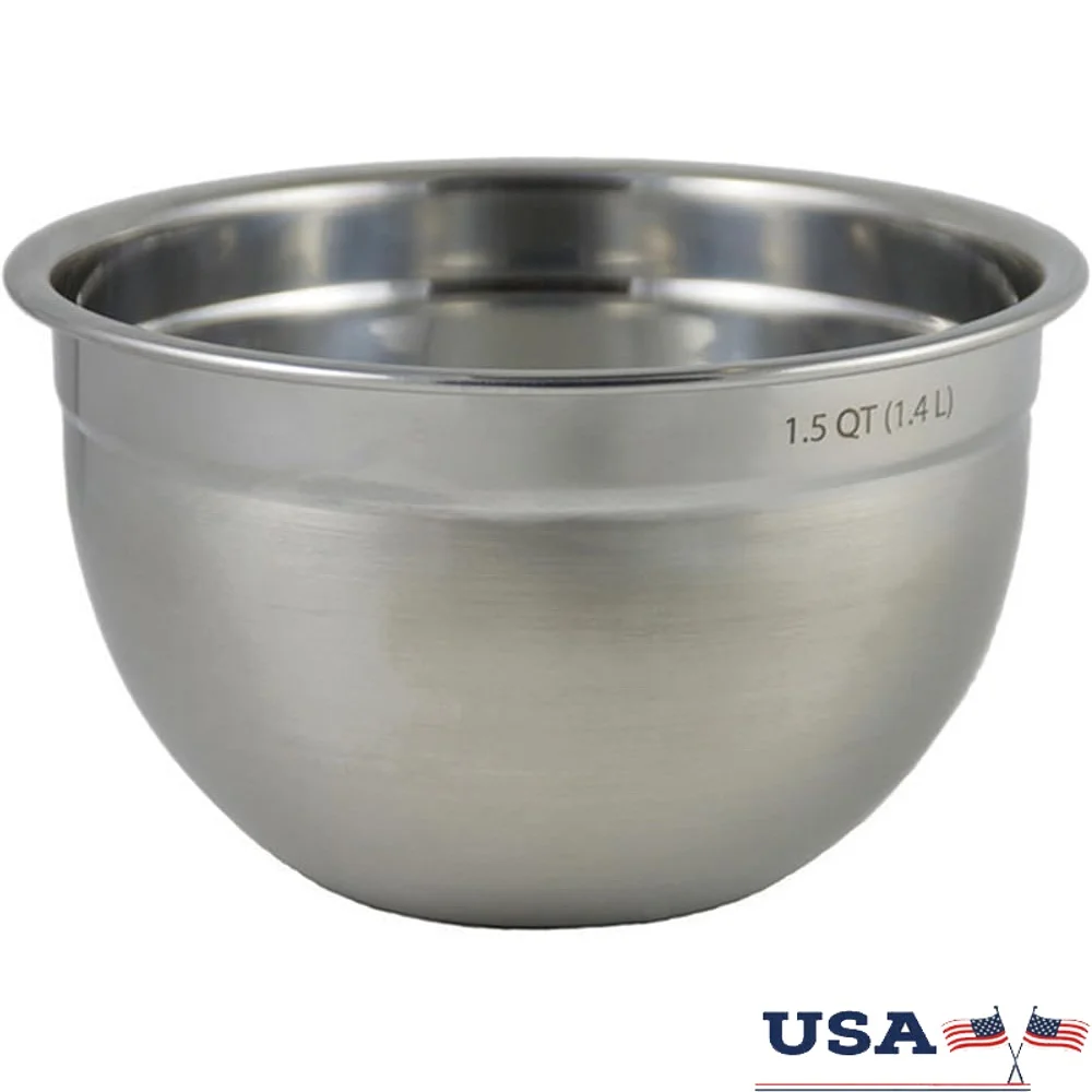 

Stainless Steel Mixing Bowl 1.5 Qt Deep Nesting Design Easy Pour Rounded Lip Dishwasher Safe Kitchen Essential Cooking Tool