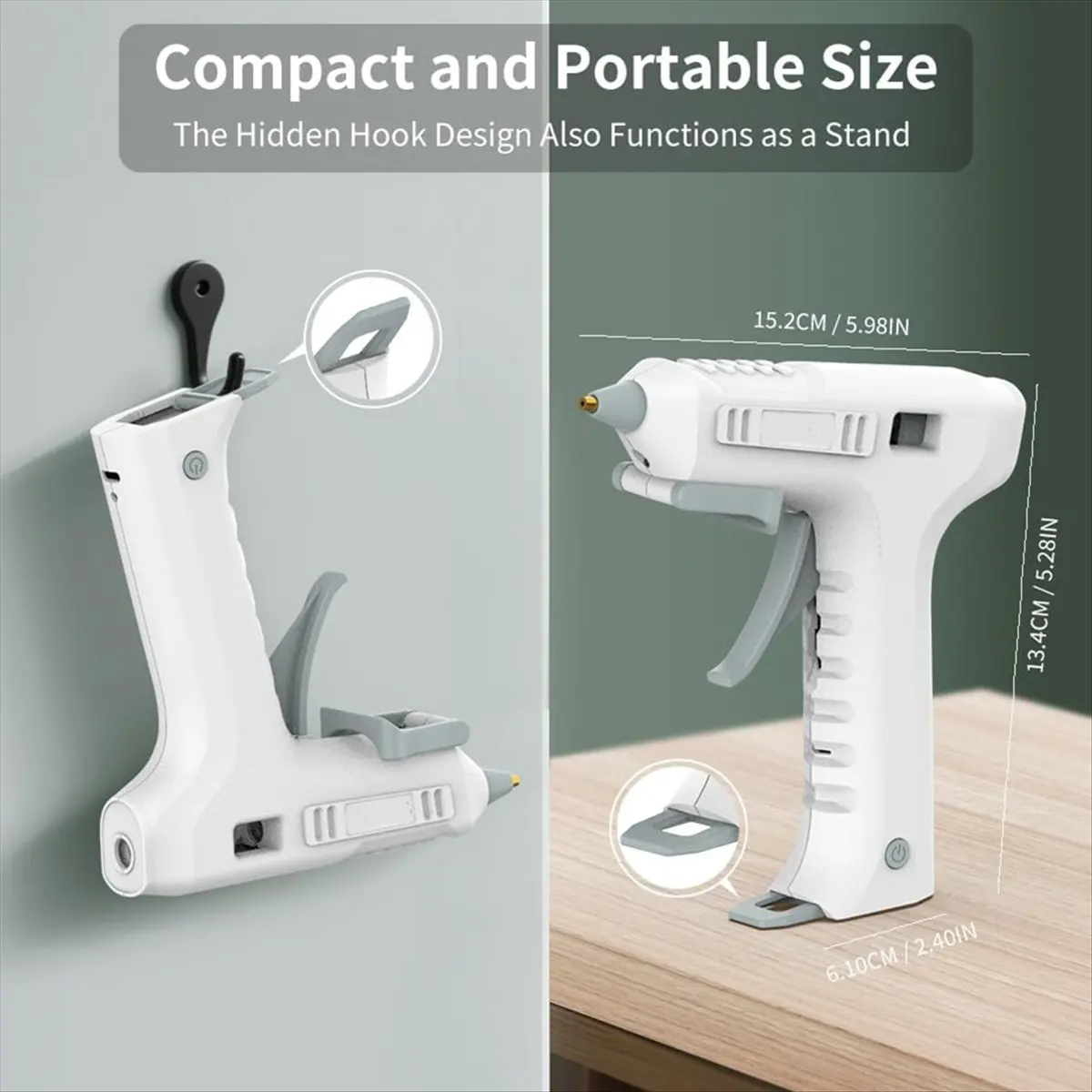 Cordless Hot Glue Gun, Wireless Type-C Rechargeable 2600mAh Battery Powered Glue Guns, with 20pcs Glue Sticks Set White