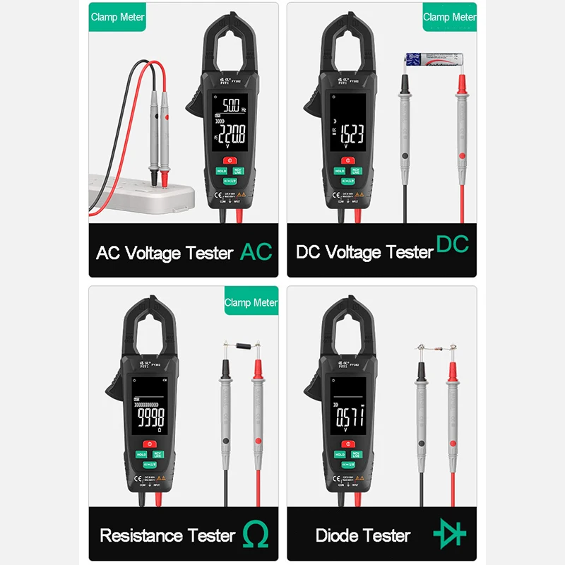 FY385 Clamp Meter Digital Multimeter DC/AC Current 9999 Counts Ammeter Voltage Tester Car Amp Hz Capacitance NCV Ohm Tester