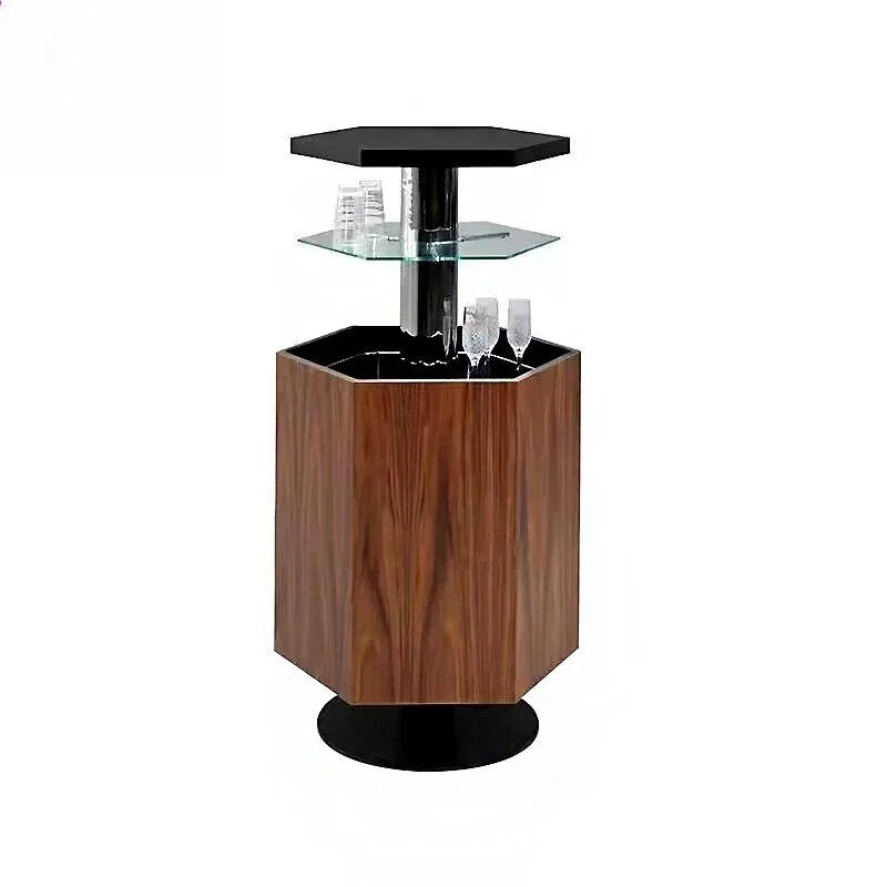 Light luxury high-end solid wood electric wine cabinet villa m ansion, liftable gl ass di splay