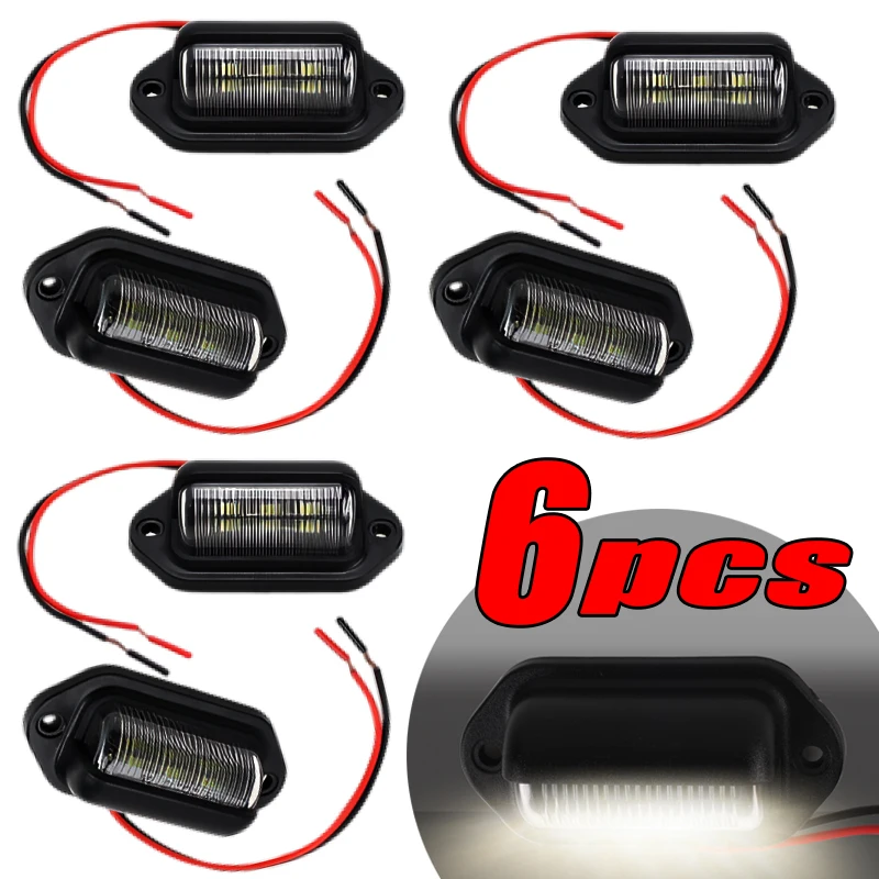 Lampu pelat lisensi 12-24VCar 6LED, lampu pelat lisensi lampu pengawas lampu kubah di bawah kap lampu samping untuk sepeda motor SUV