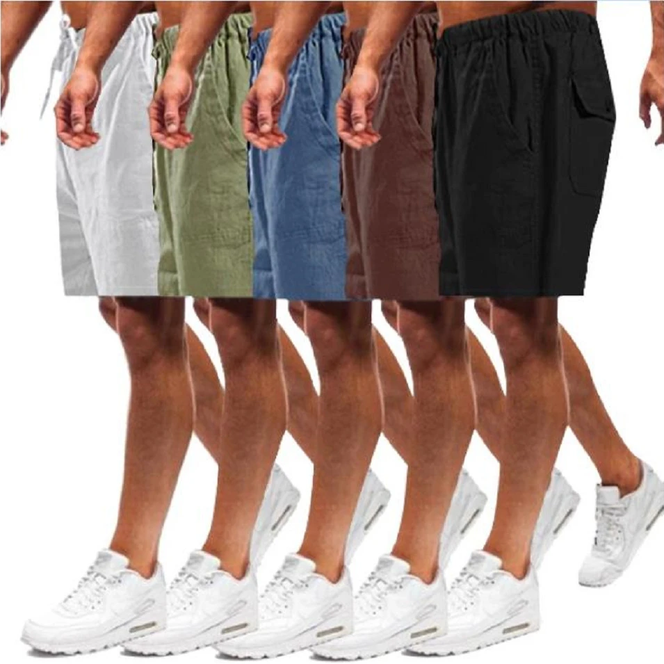 

plus Size Men's Linen orts And Casual Pants Straight Leg Print Design mid Waist Trousers for Teenagers Summer Wear