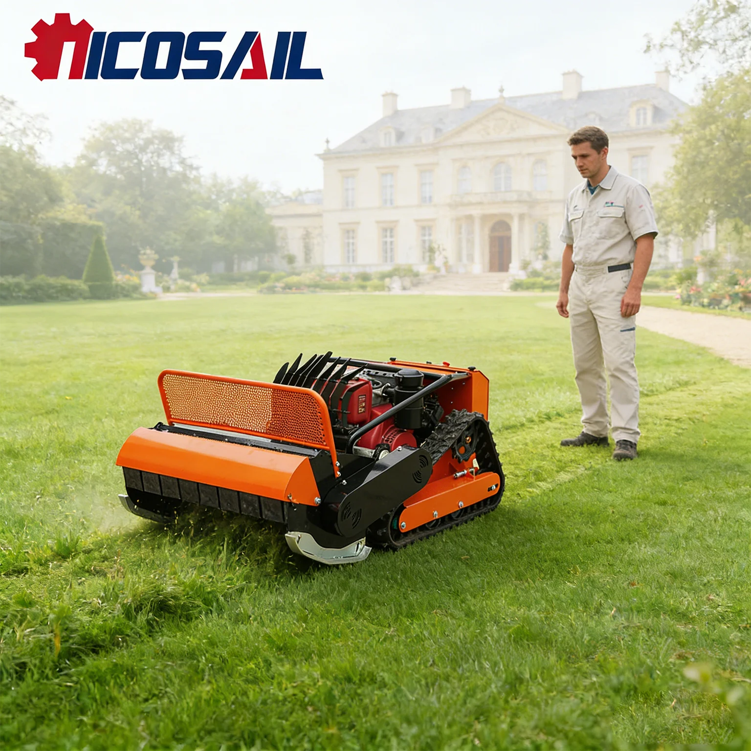 

Интеллектуальная газонокосилка-робот на гусеничном ходу для сада с дистанционным управлением