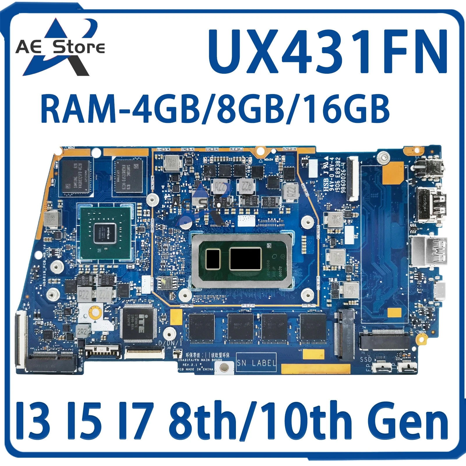 

UX431FN Mainboard For ASUS X431FL X431FLC UX431FL UX431FLC BX431FN RX431FN K431F V431F S431F X431F Laptop Motherboard