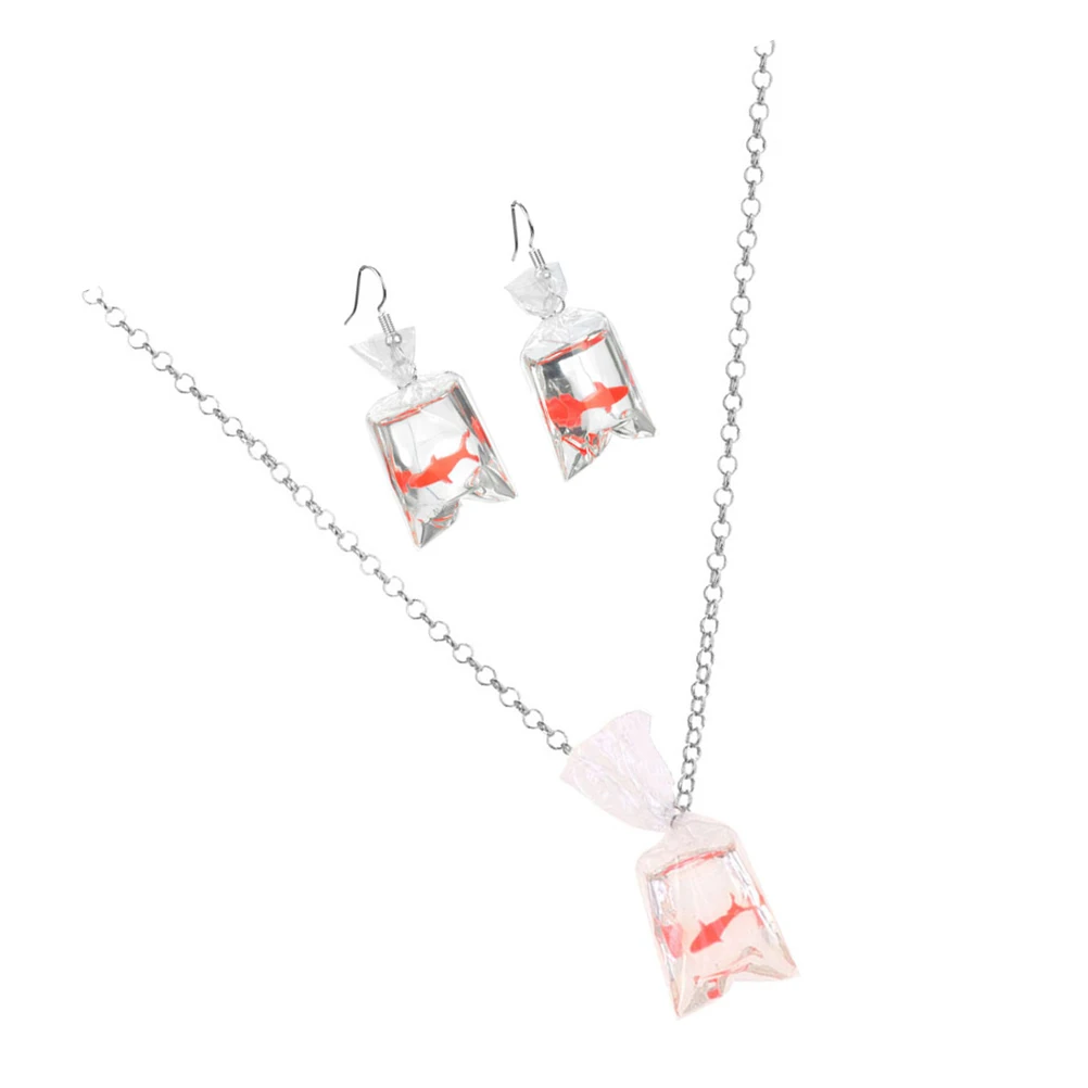 

1 Set Creative Fish Necklace Fancy Carp Transparent Resin Pendant Earrings Unique Jewelry Gift For Birthday Christmas Mother'S