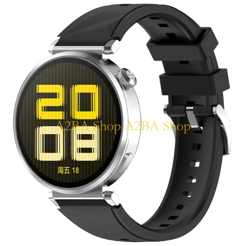 A2BA 18mm Universal Silicone Watch Band Crystal Texture Press Button Closures for GT6