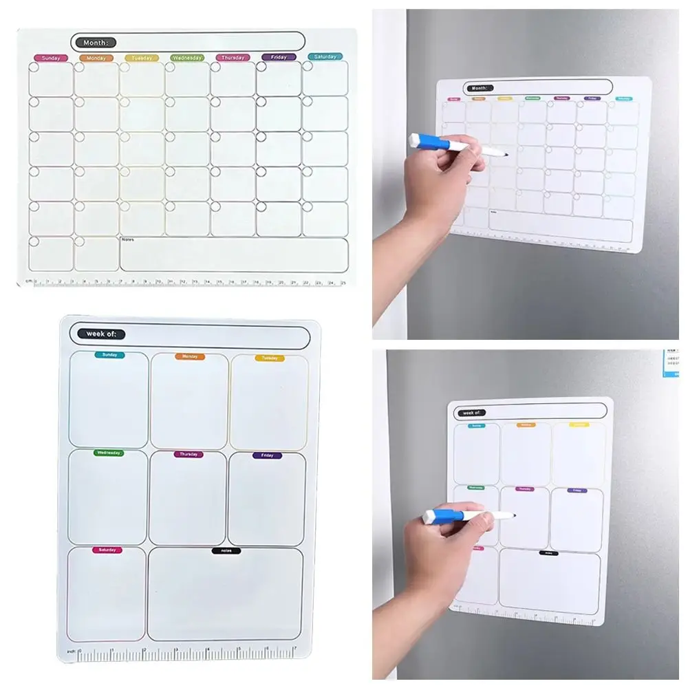 1Pcs Monthly Weekly Planner Fridge Magnets Soft Magnetic Calendar Sticker 28x21cm Erasable Note Message Board Refrigerator