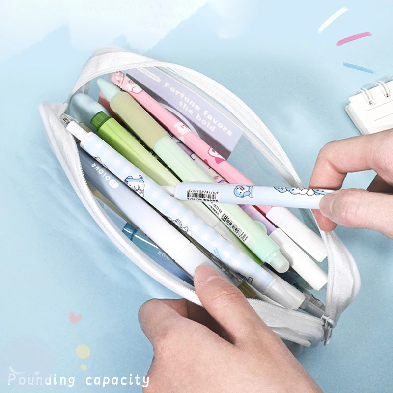 Single Layer Transparent Women Cosmetic Bag Travel Accessories High-capacity Makeup Zipper Bag Waterproof PVC Pencil Case