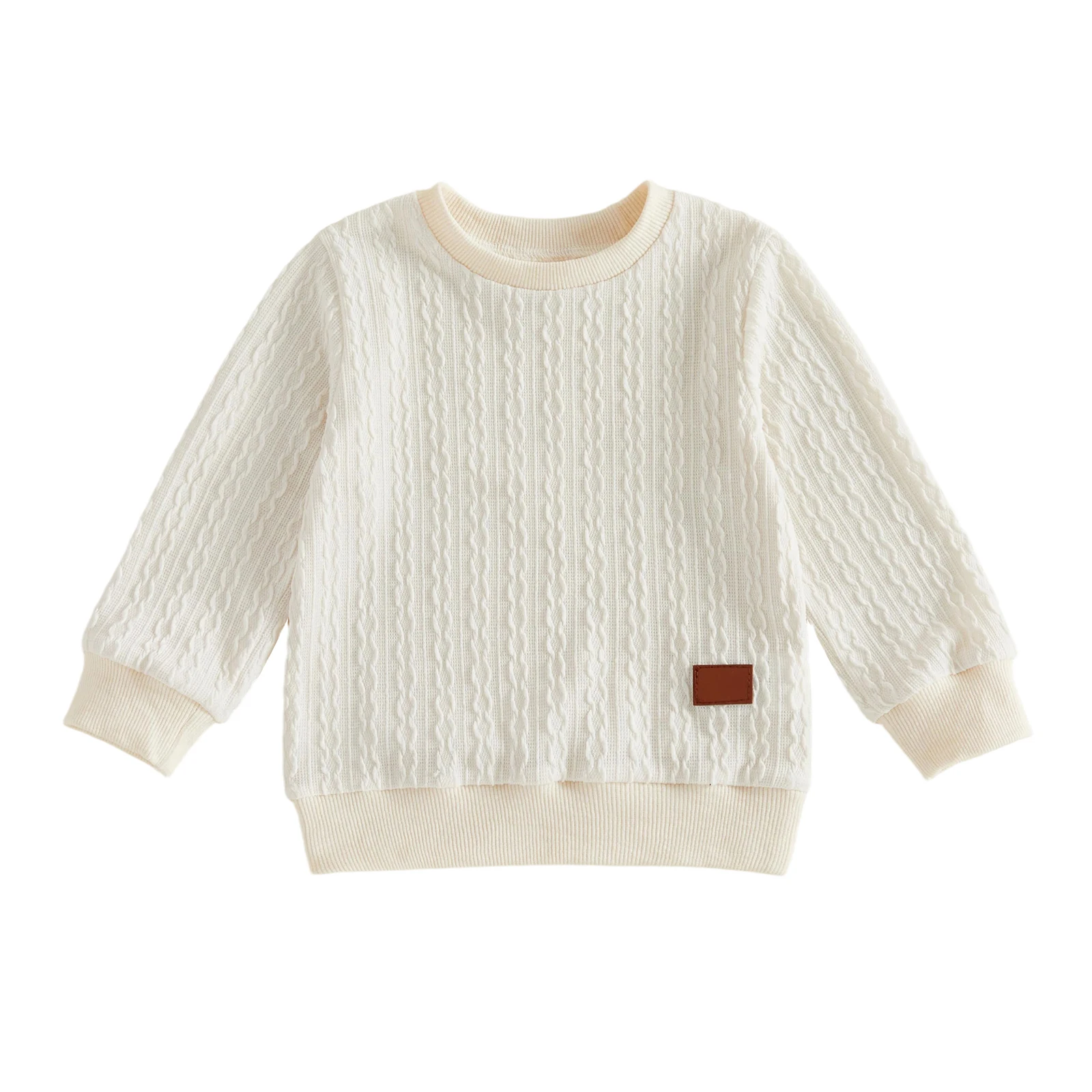 Boys Cable Knit Sweater Long Sleeve O Neck Solid Color Knitwear
