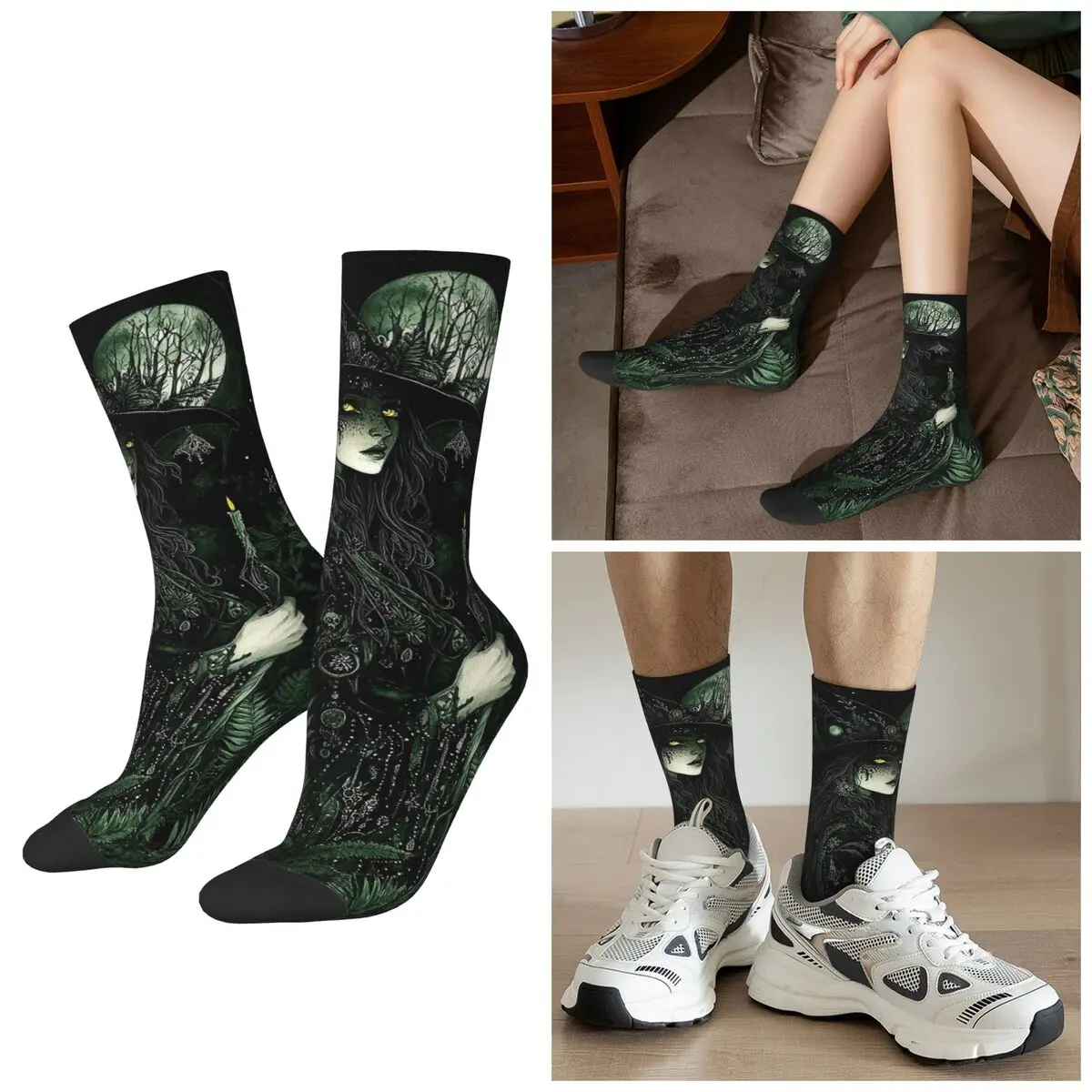 

All Seasons Mystery Girl Dark Goth Style Socks Harajuku Crew Socks Fashion Stockings for Men Women Christmas Gifts