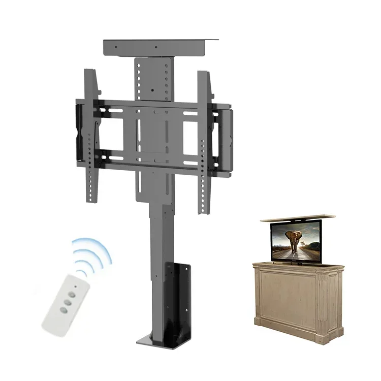 Electric Remote Retractable Screen Mount Motorized TV Mount Wholesale Motorized TV Lift Stand in The Cabinet