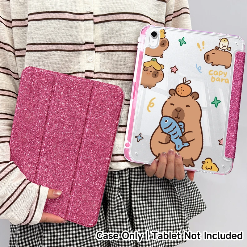 

Sparkle Pink/Purple iPad Case/ Stand for Air 4/5/6/7, iPad10/11, Pro 11, mini 6/7, 10.2". Foldable, w/ pen slot, auto wake/sleep
