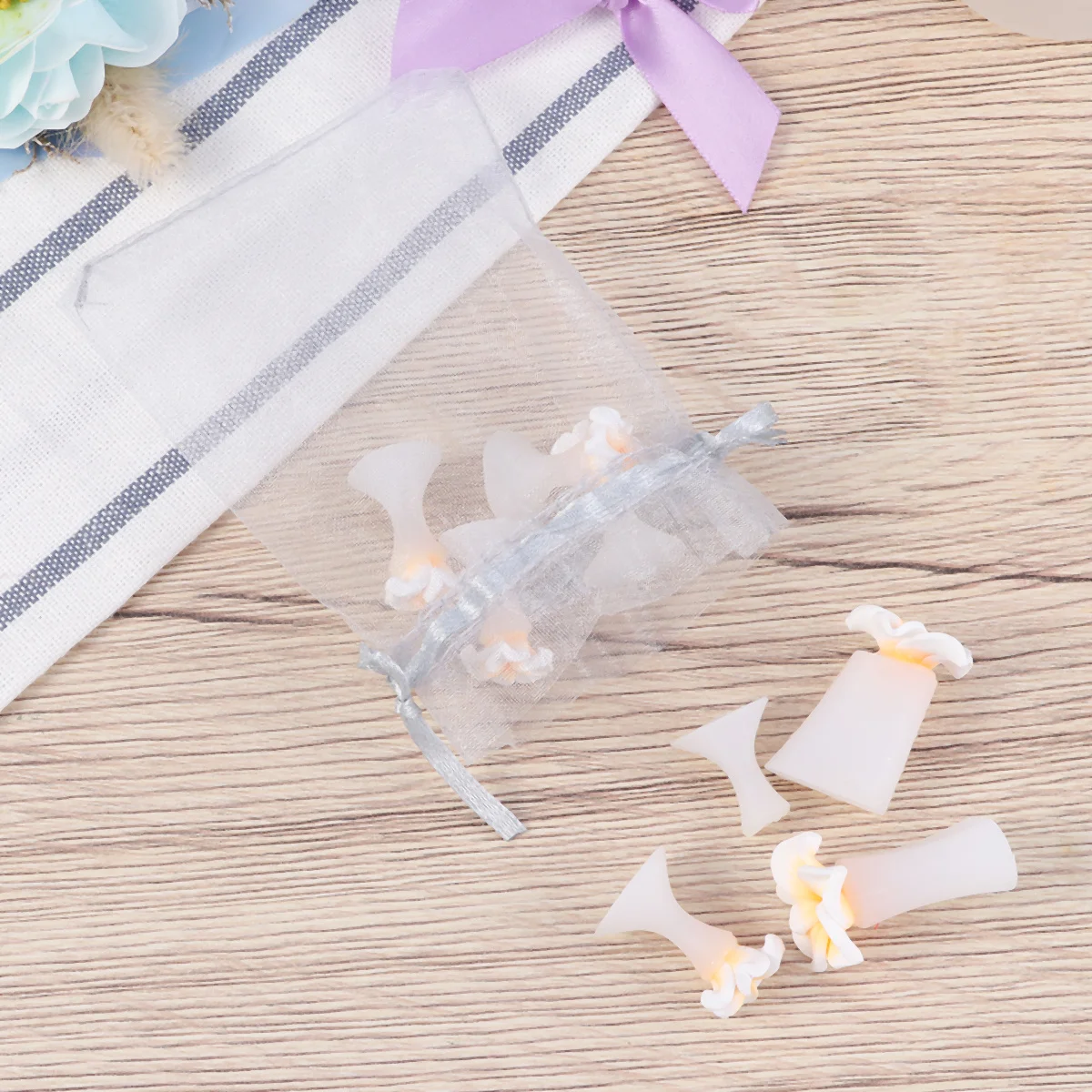 Espaciadores de dedos de silicona con flores amarillas, separadores de uñas para pedicura, cojín suave antideslizante para pies, Ideal para Hallux Valgus, 8 Uds.