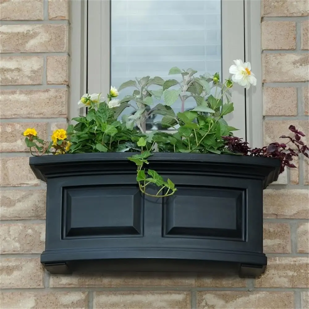 Modern 2ft Plastic Window Box, Black Finish, 10