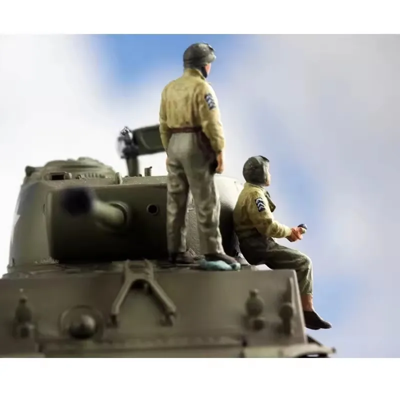 Model w skali 1:72, 2 sztuki, figurka kapitana amerykańskich wojsk pancernych, zabawki do samodzielnego montażu, akcesoria do scen, kolekcja ekspozycyjna dla fanów.