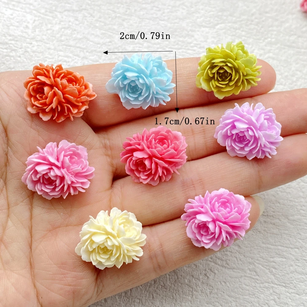 8pcs Resin Kawaii 3D Colorful Flower Flat back Flower Stone Scrapbook Figurines DIY Bow Decor Accessories Crafts