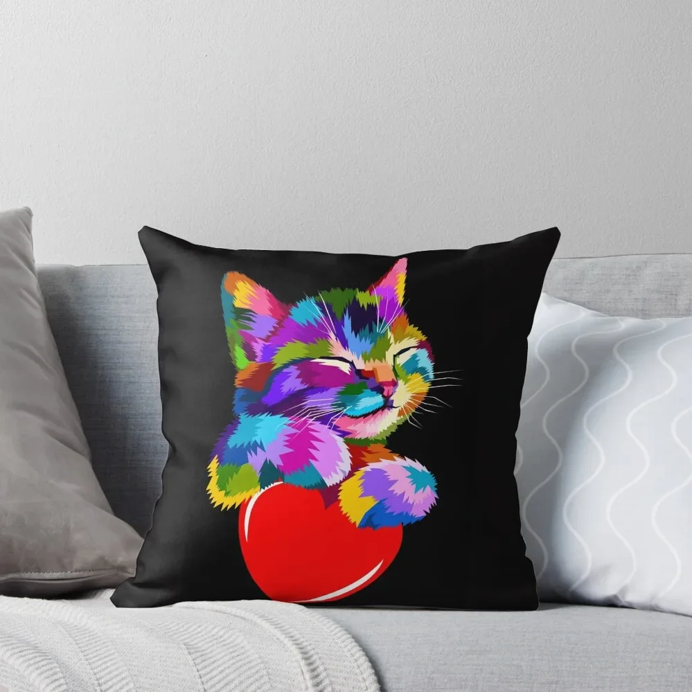 

Cat Love Throw Pillow Christmas Pillowcase Elastic Cover For Sofa Pillow Covers Decorative pillow