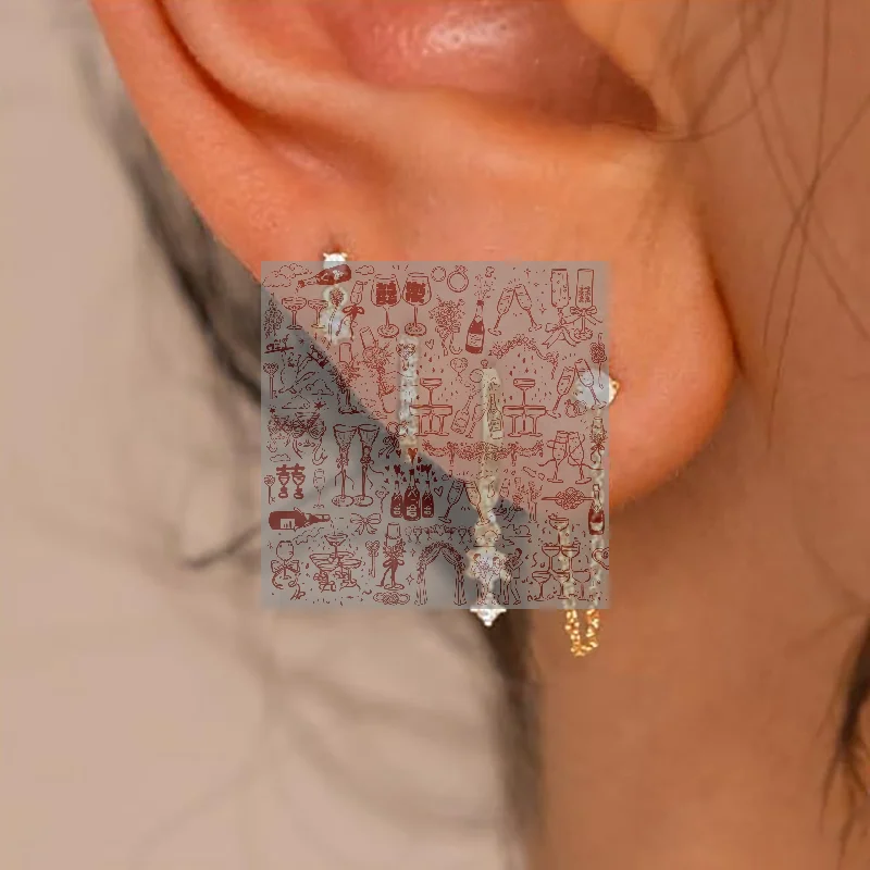 4PCS Chain Huggie Earring Set For Women Fashion Flower Tragus Hoop Earrings Bulk Cartilage Piercing Helix Jewelry Lobe Earing