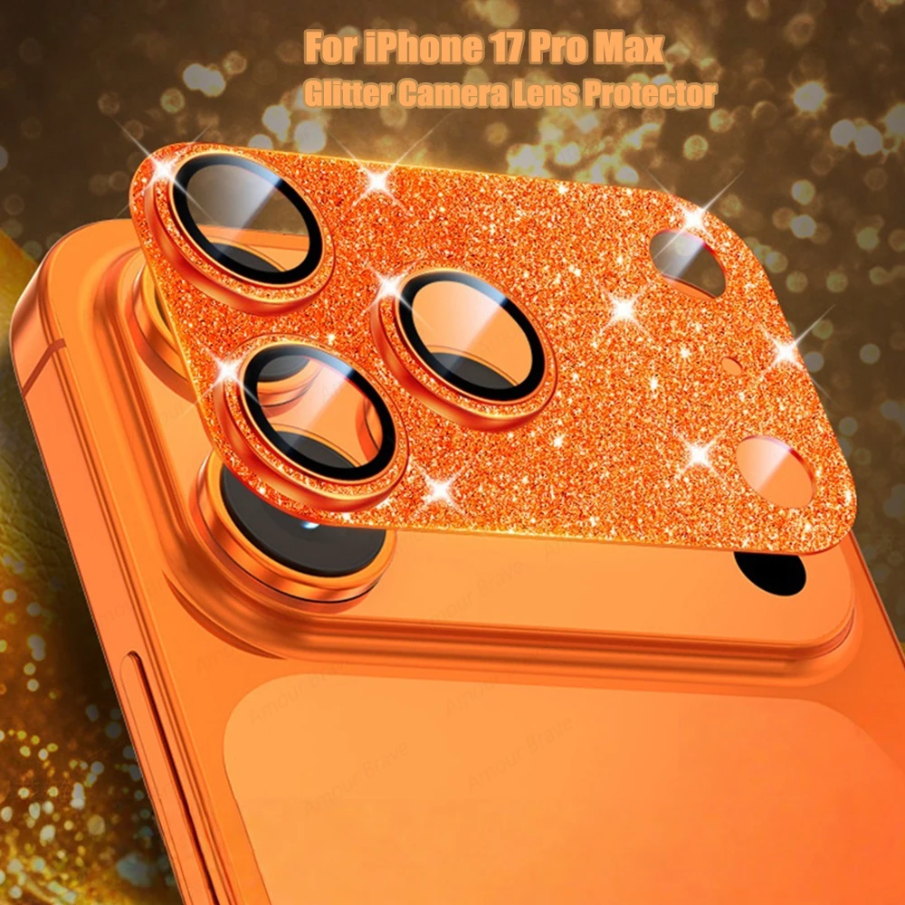 Glitzernder Metall-Kameraobjektivschutz für iPhone 17 Air 16 15 Plus 14 Pro Max – Vollständiger Objektivschutz aus Glas, Zubehör