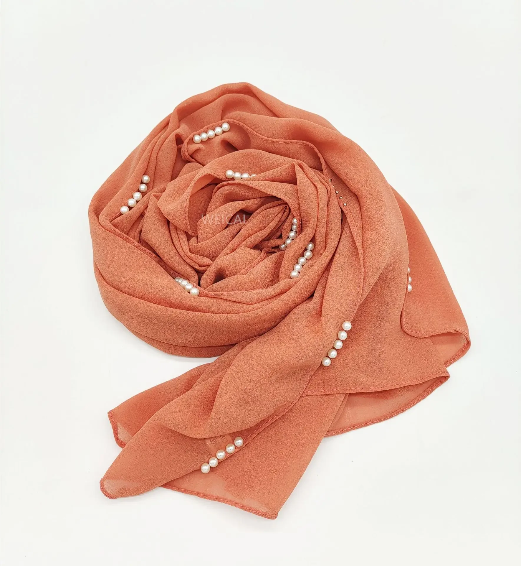 

Pearl Chiffon Scarf Bead Malay Indonesian Headscarf Hijab Muslim Women Shawl Wrap Turban Islam Stoles Bandanas Bufanda Foulard