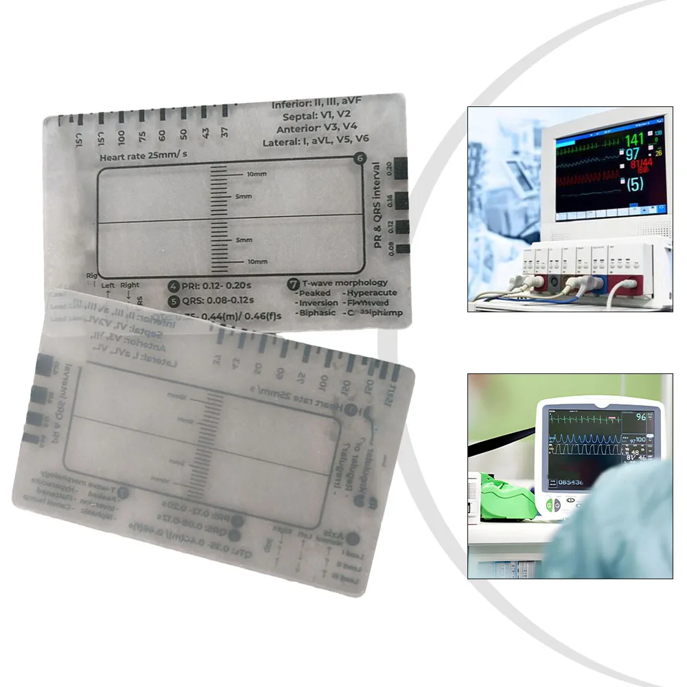 1/2Pcs Ecg 7-step Ruler Ecg/Ekg 7-step Ruler Card Portable Pocket Ecg Ekg Caliper With Protective Sheath Evaluation Tools