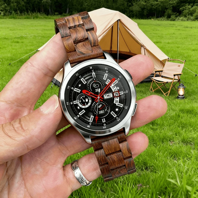 20mm 22mm Walnut Wood Strap for Samsung Galaxy Watch 7/FE/6/5/4/Gear S3 Band for Xiaomi Watch S4/S3/S1/Huawei Watch 3 Pro New