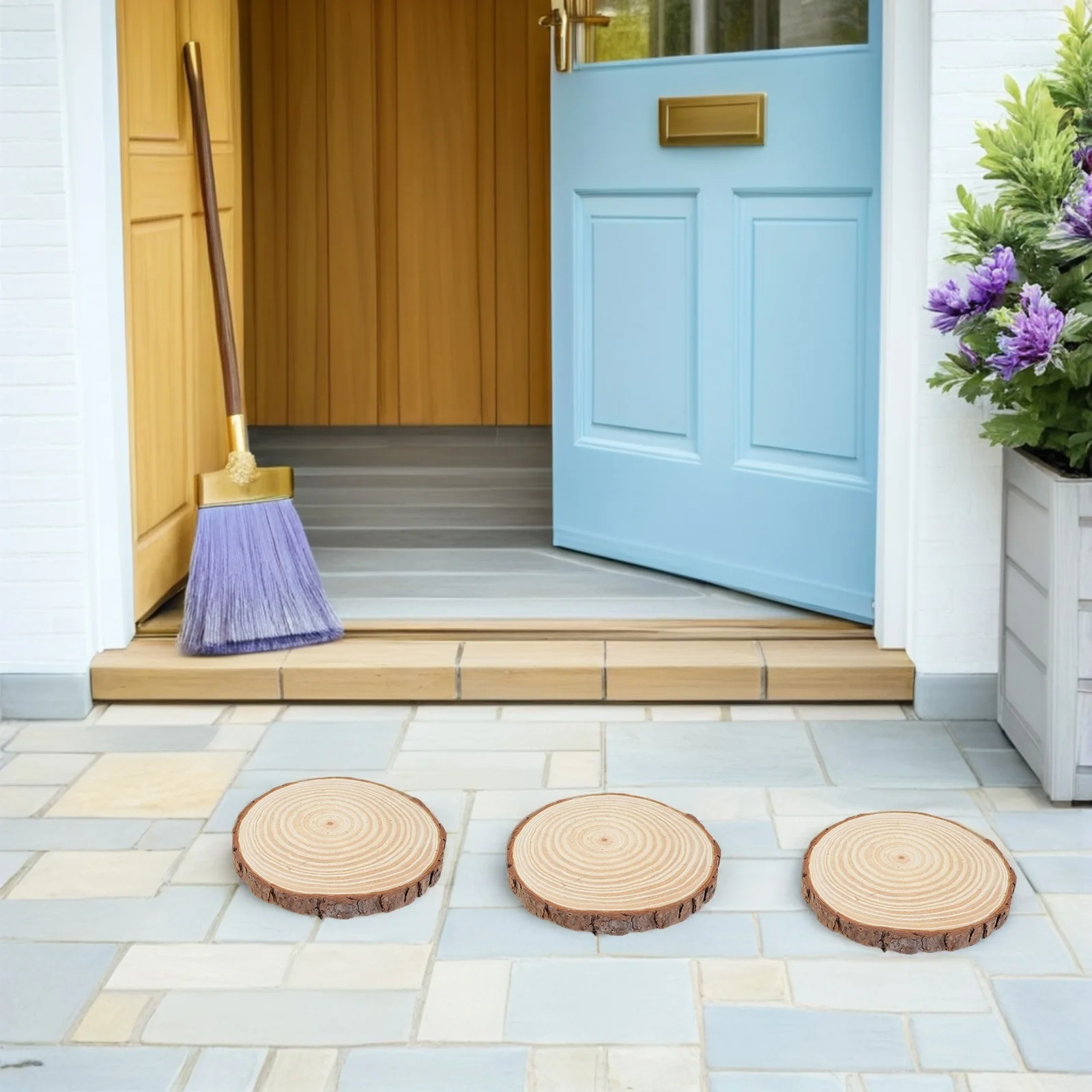 

Wooden Garden Stepping Stone Durable Wood Log Outdoor Lawn Paver Decorative Garden Pathway Stepping Stones Outdoor Walkway