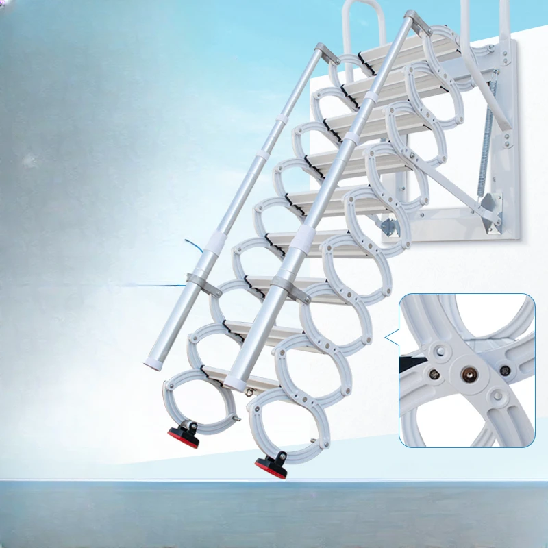 Wall mounted loft retractable stairs for household use, customized lifting, indoor and outdoor folding, simple extension