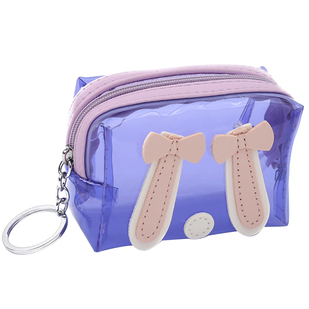 

2pcs Clear Mini Keychain Pouch Portable Wallet Random Color Lightweight Compact Size Trendy Student Purse Change Wallet