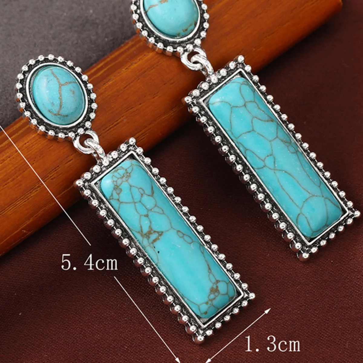 أقراط نسائية عصرية كلاسيكية باللون الفيروزي على شكل دائرة كبيرة إكسسوارات مجوهرات على الطراز البوهيمي العرقي أقراط شخصية