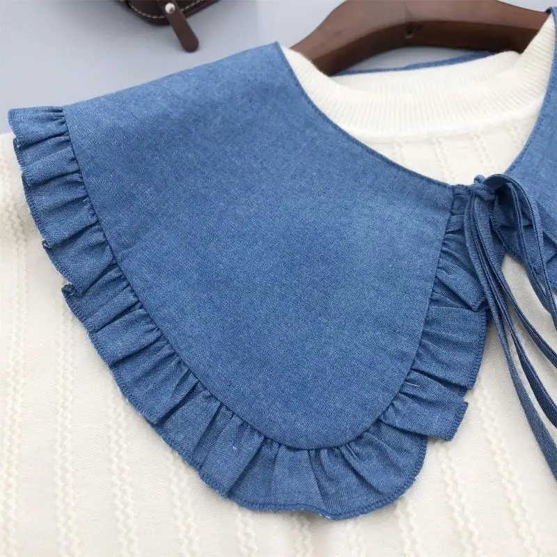 49ME Detachable False Collar Girls Blouse Accessory for T-shirt Sweater Sweatshirt for Lady Girl Solid Color Collar