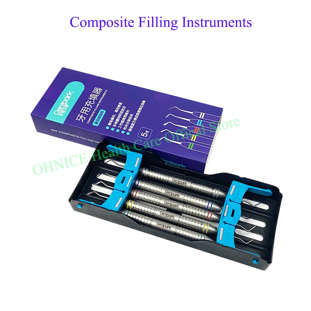 5pcs Dental Composite Filling Restoration Instruments Kit Dental Non-Stick Instrument Resin Aesthetic Repair Kit Dentist Tools