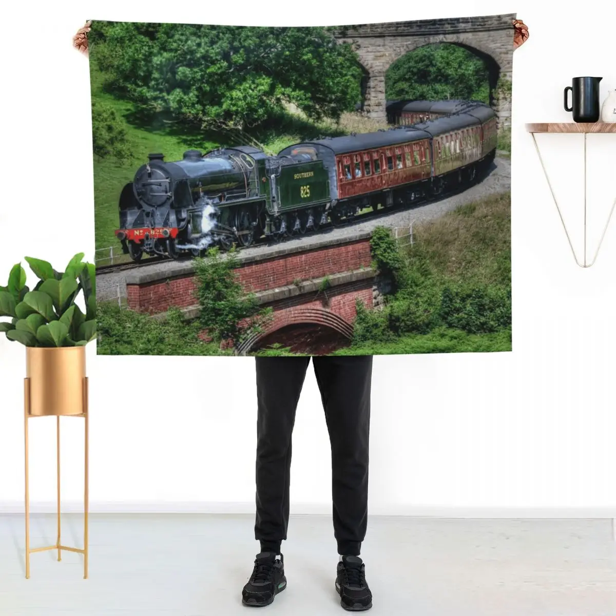 Southern 825 Locomotive Throw Blanket Bed For Sofa Thin Retros for sofa sofa bed Bed linens Blankets
