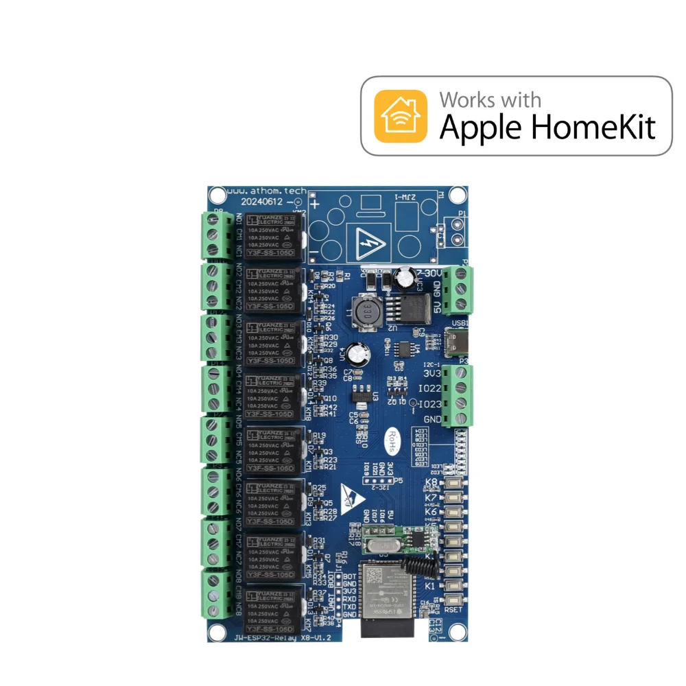 Homekit 8CH 10A Modulo relè WiFi Interruttore a impulsi Controllo cancello di accesso autobloccante DC 5V 12V 7V-28V