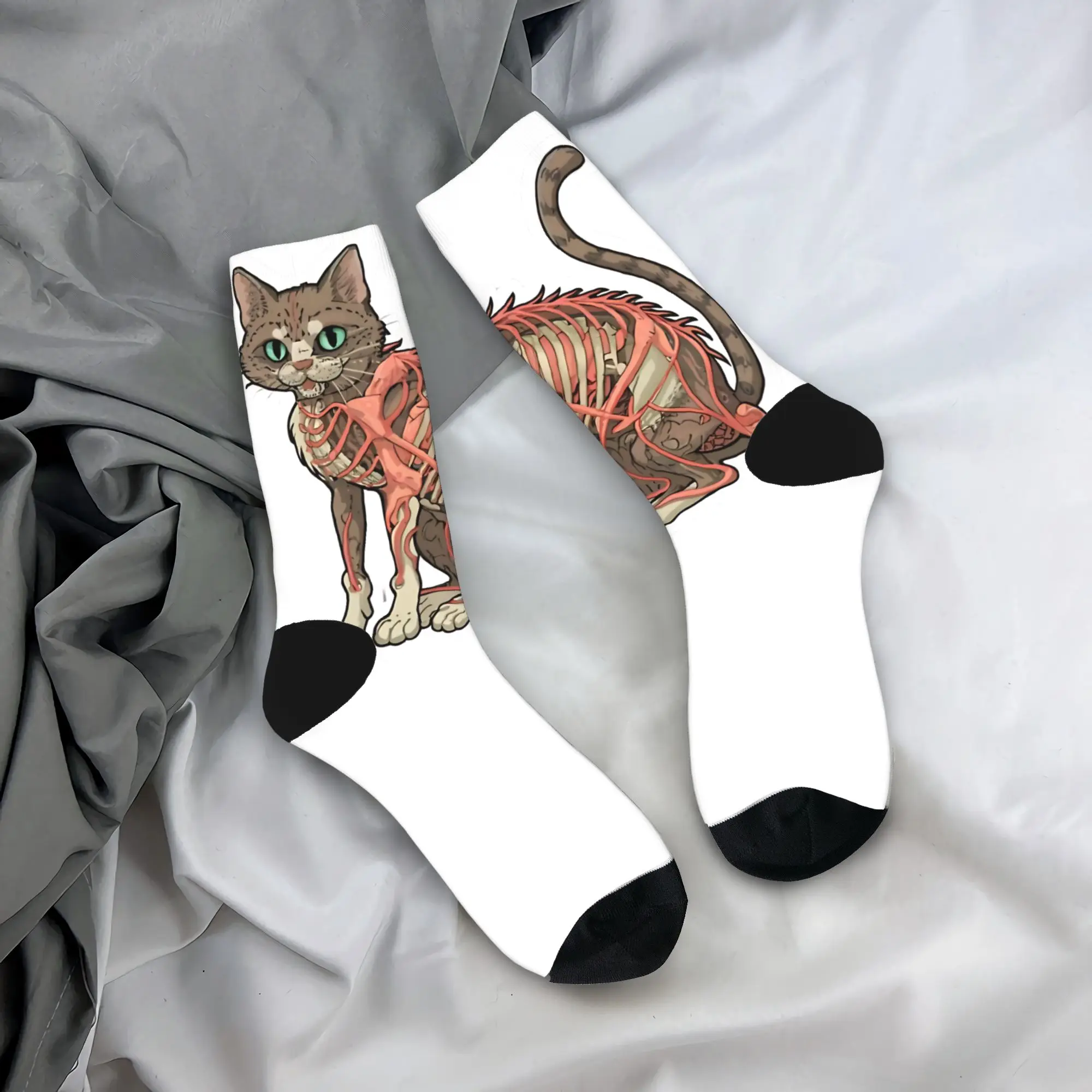 

Adults Men Socks Cat Anatomy Skeleton Stockings Non Slip Medium Soft Socks Winter Funny Graphic Running Sports Socks