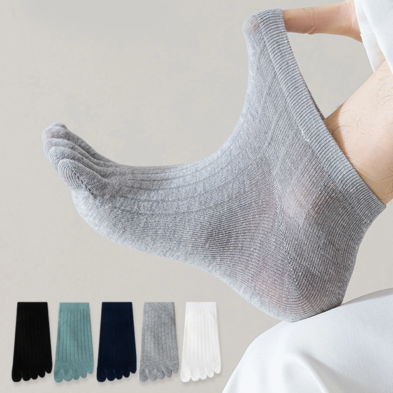 

Toe Socks Men Cotton Five Fingers Socks Breathable Short Ankle Soft Socks Sports Running Solid Color Black White Grey Male Socks