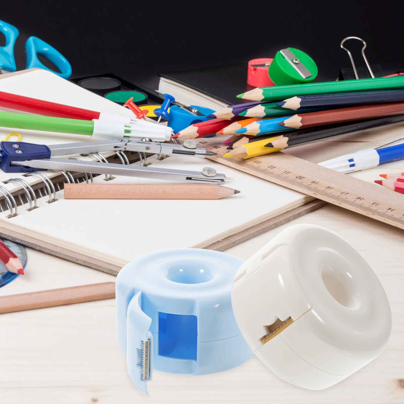 2 قطعة موزع الشريط المحمول أنيقة منظم مكتب حواف ناعمة العملي مكتب المدرسة المنزل استخدام هدية زميل العمل الأصدقاء