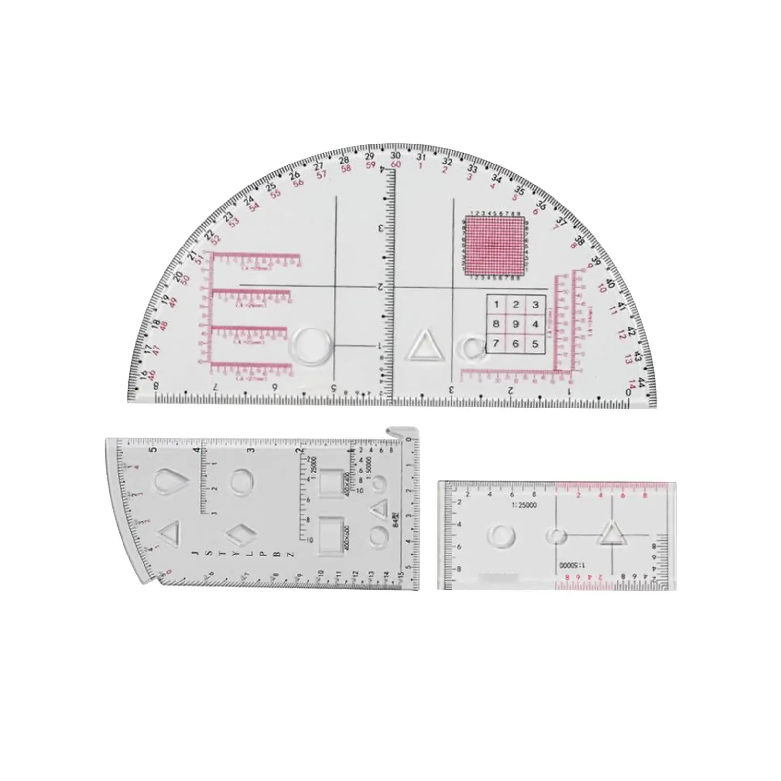 3Pcs Learning Tool Multifunctional Professional Half Round for Garden Travel
