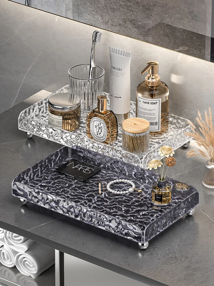 

Acrylic Batoom eup Storage Ra Toilet Cosmetic Organizer Sink Side Tray Nordic Sle Polied Surface No Installation